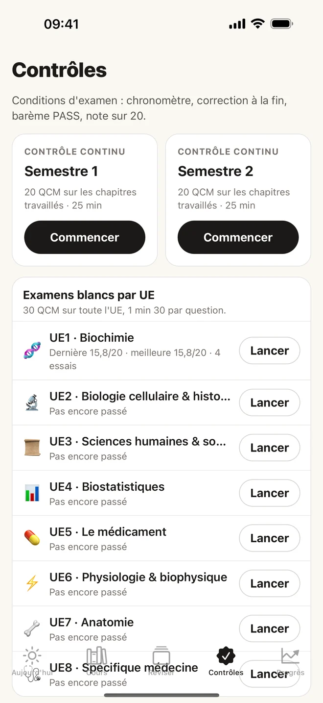 Contrôles continus et examens blancs